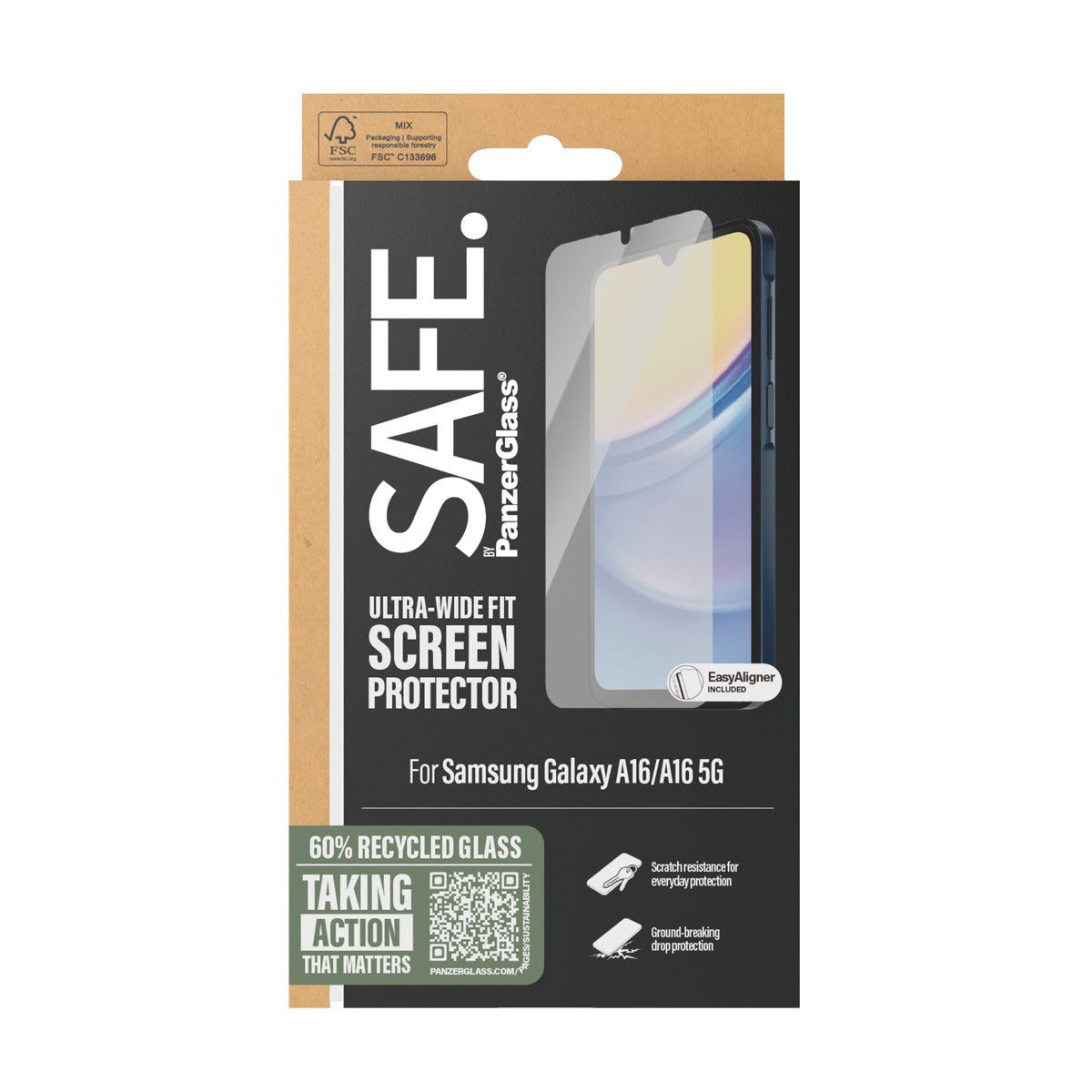 SAFE. by PanzerGlass® Displayschutz Samsung Galaxy A16 | A16 5G | Ultra-Wide Fit